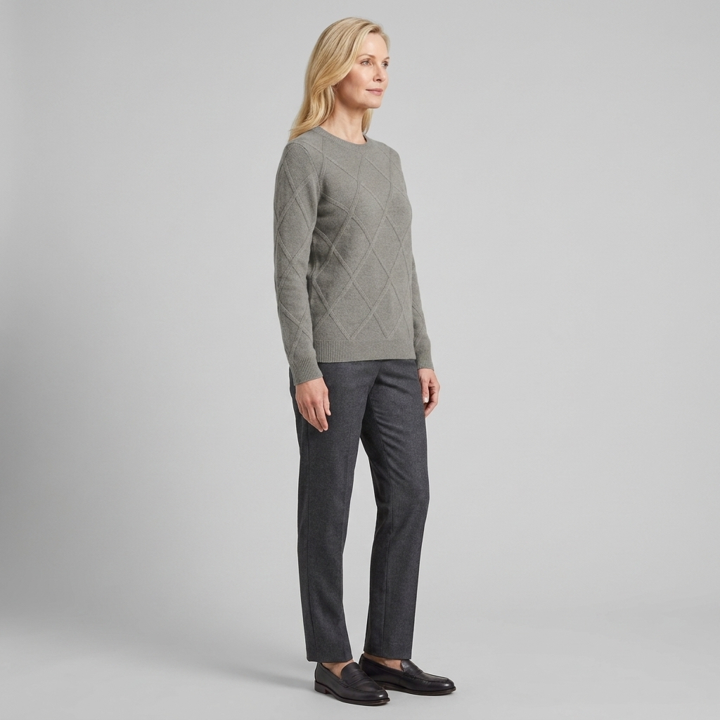 Jorunn | Cashmere-Blend Diamond Knit Sweater – side view