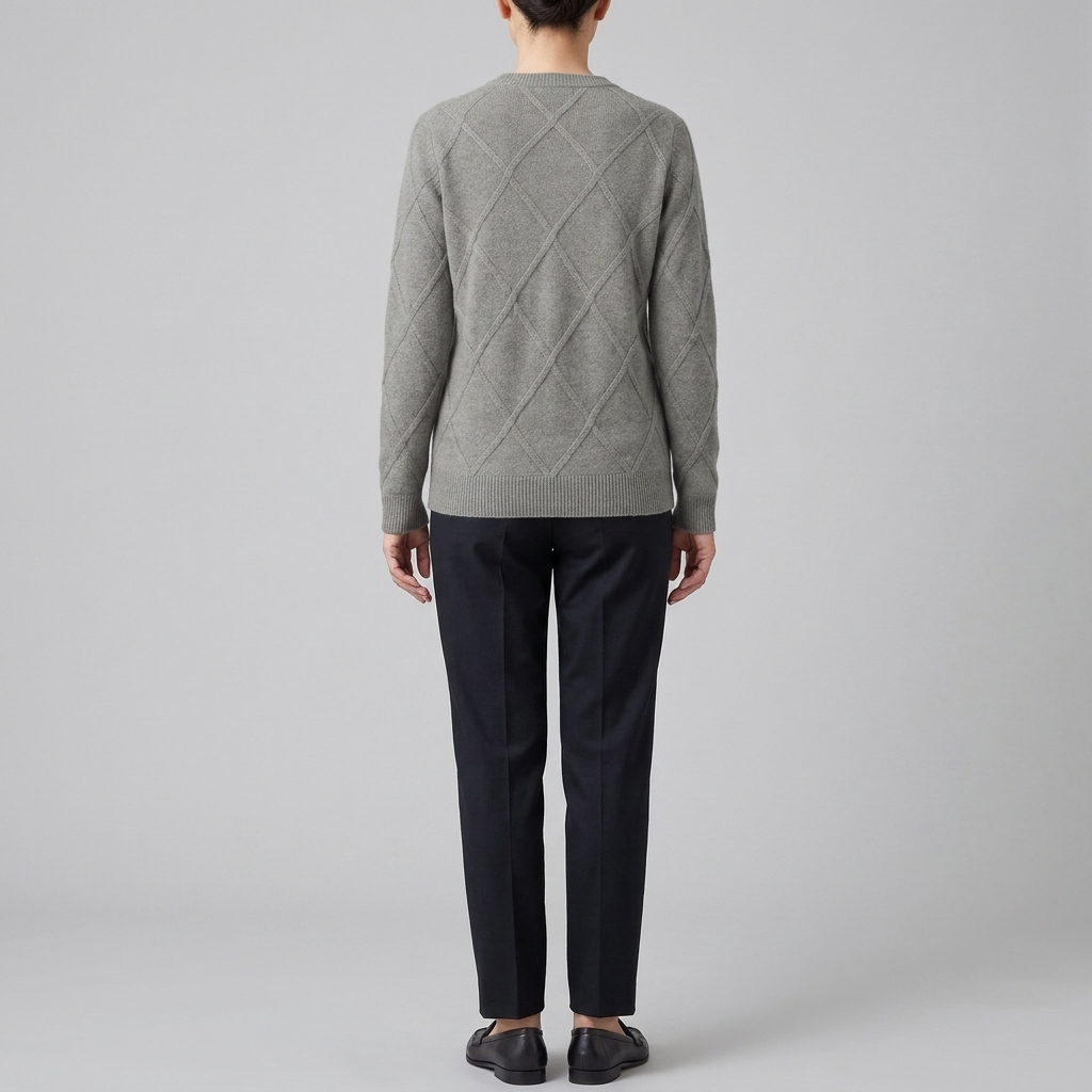 Jorunn | Cashmere-Blend Diamond Knit Sweater – back view