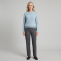 Jorunn | Cashmere-Blend Diamond Knit Sweater – styled view in blue