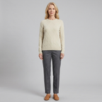 Jorunn | Cashmere-Blend Diamond Knit Sweater – styled view in beige