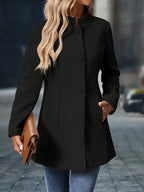 Julessa | Elegant Stand-Collar Button Coat – front view
