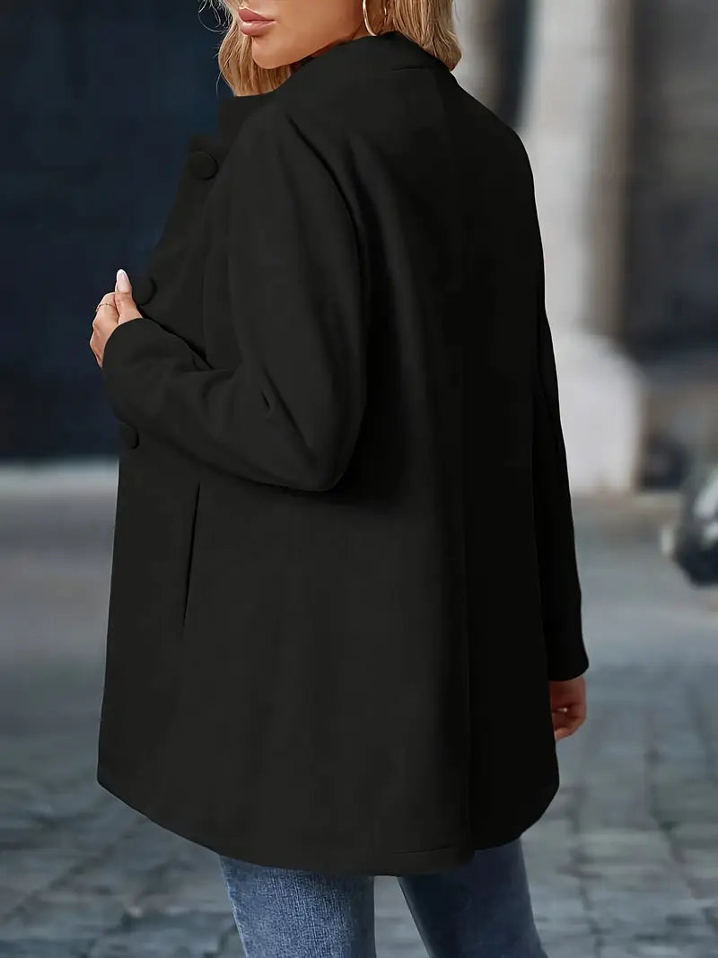 Julessa | Elegant Stand-Collar Button Coat – back view
