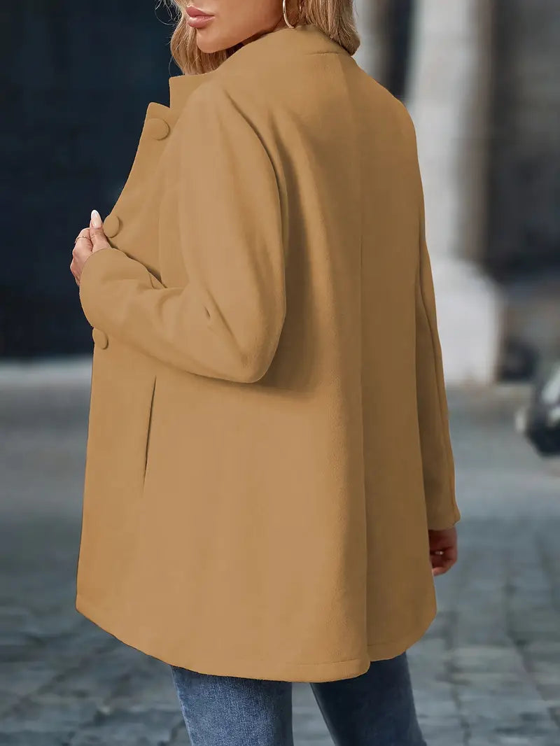 Julessa | Elegant Stand-Collar Button Coat – back view