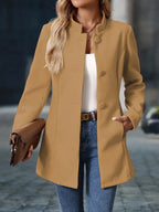 Julessa | Elegant Stand-Collar Button Coat – front view