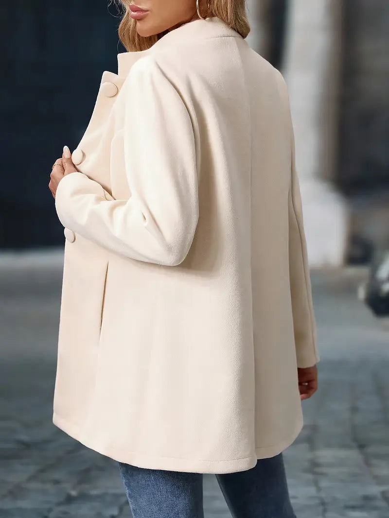 Julessa | Elegant Stand-Collar Button Coat – back view
