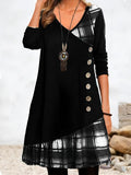 Aurelienne V-neck button-front dress, front view