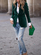 Julie Velvet Blazer Green – back view