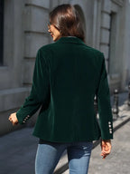 Julie Velvet Blazer Green – styled view
