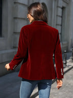Julie Velvet Blazer Red – front view