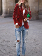 Julie Velvet Blazer Red – detail view