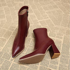 Julietta | Pointed-Toe Chunky Heel Ankle Boots – front view