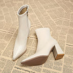 Julietta | Pointed-Toe Chunky Heel Ankle Boots – front view