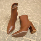 Julietta | Pointed-Toe Chunky Heel Ankle Boots – front view