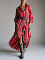 Kaenira Plaid Long Sleeve Dress – styled view