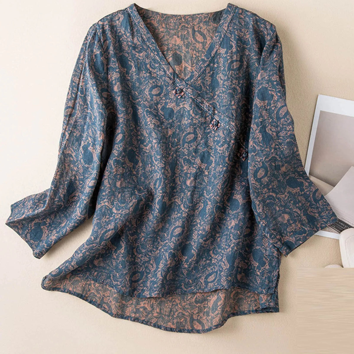 Kaien Crosswrap Blouse – front view