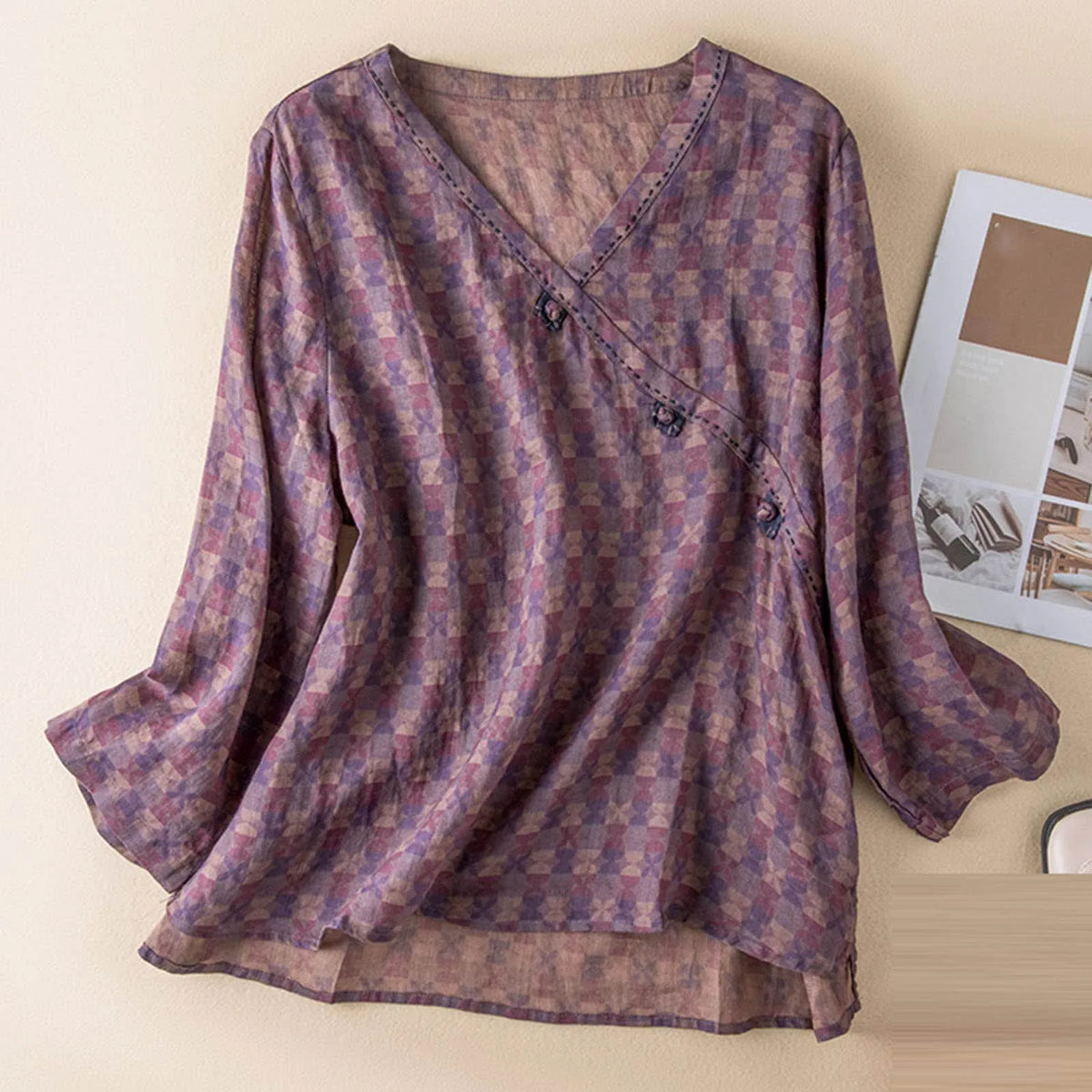 Kaien Crosswrap Blouse – side view