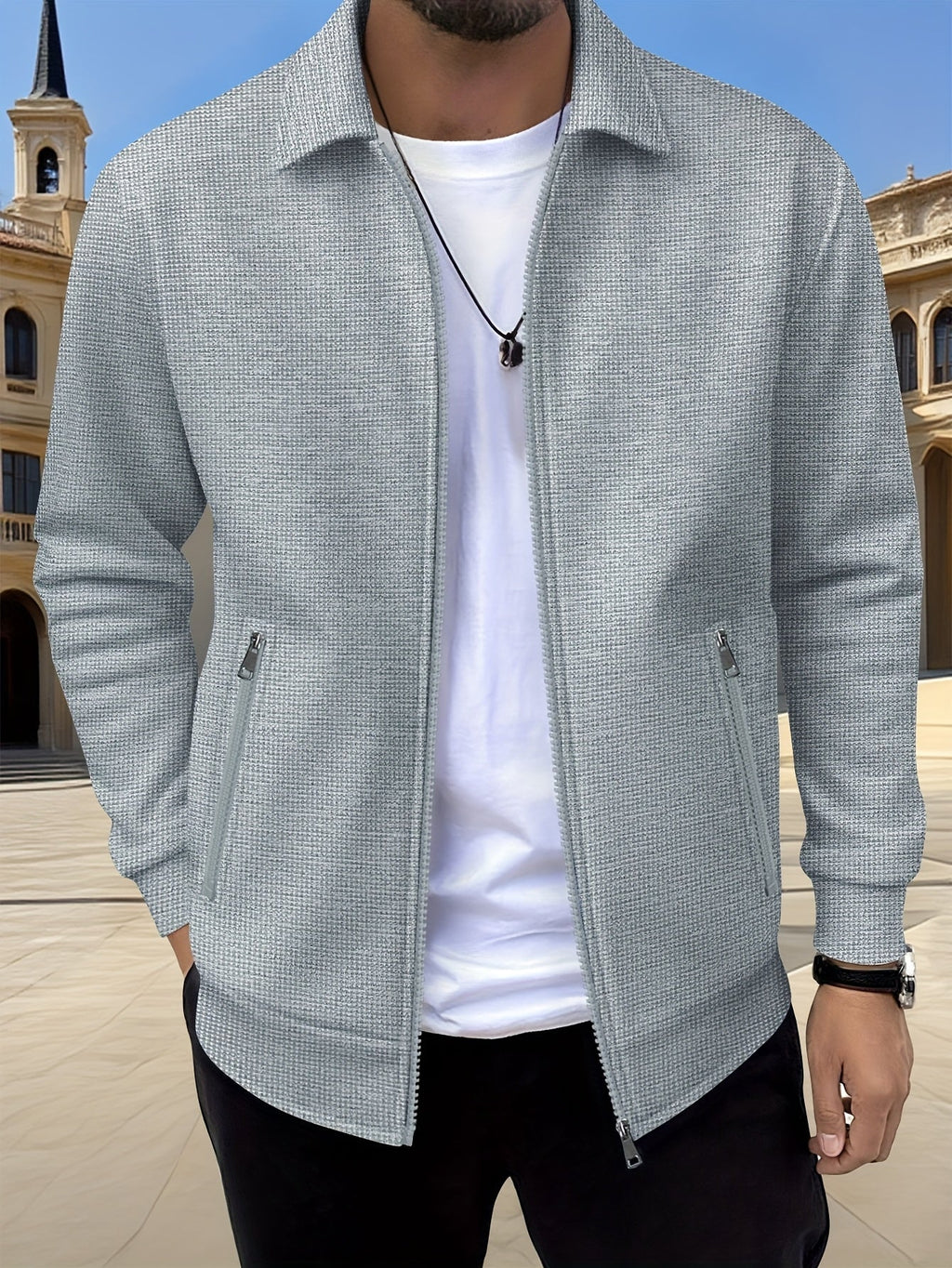 Kamron | Textured Zip Jacket – front view