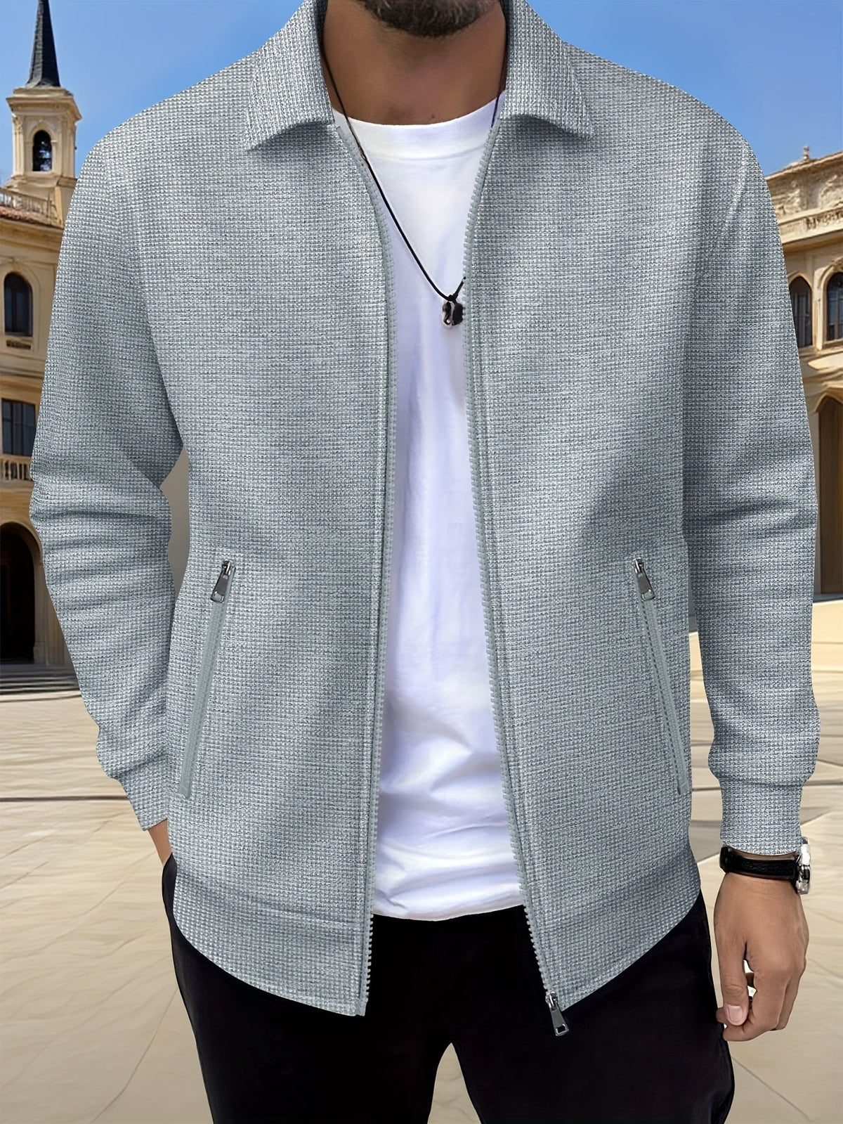 Kamron | Textured Zip Jacket – front view