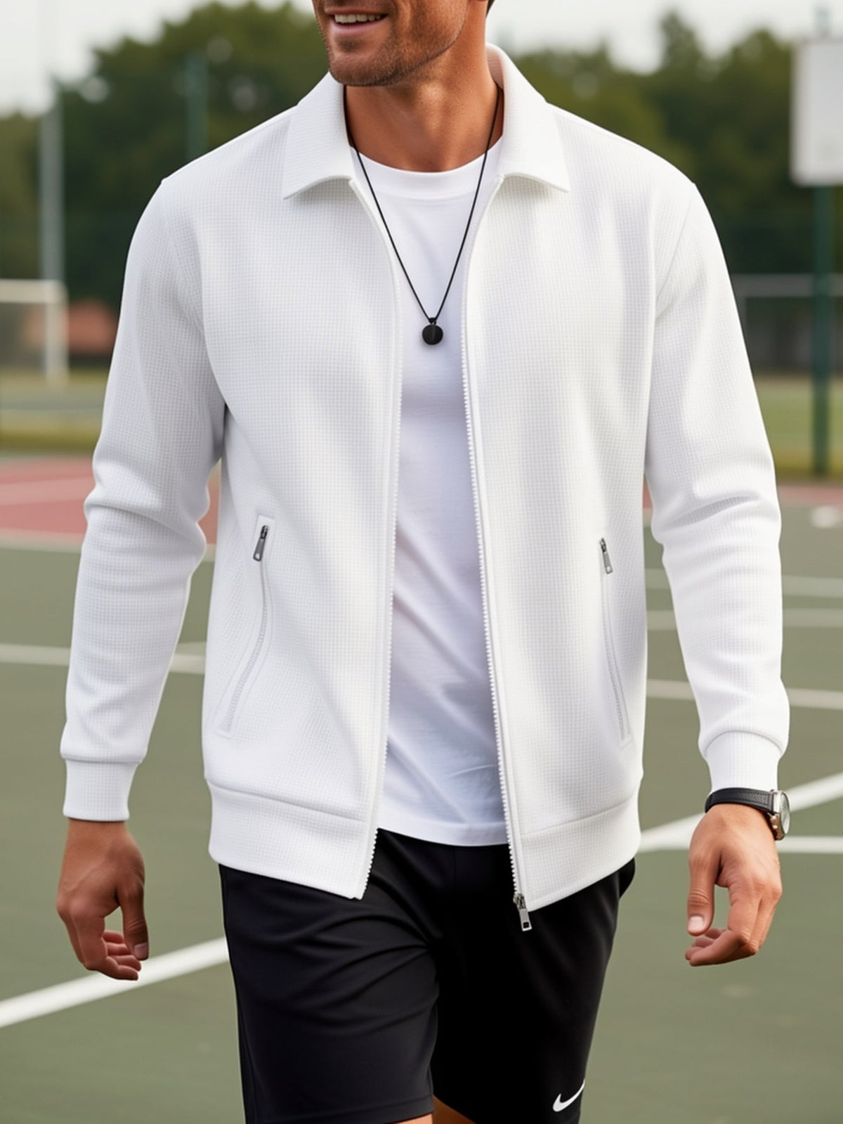 Kamron | Textured Zip Jacket – styled view