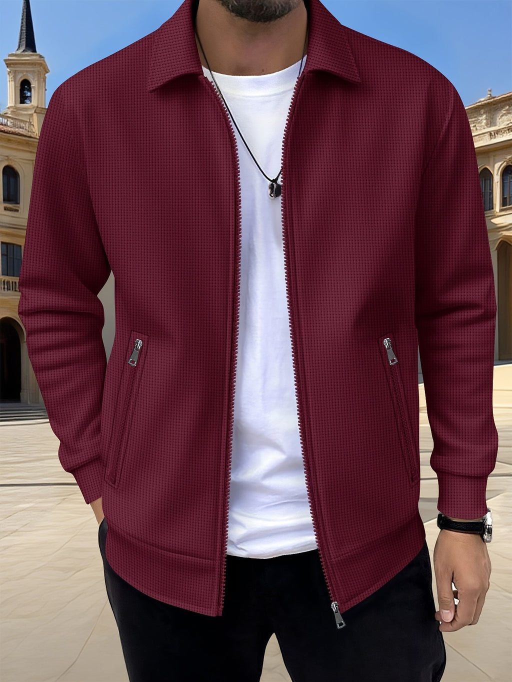 Kamron | Textured Zip Jacket – front view