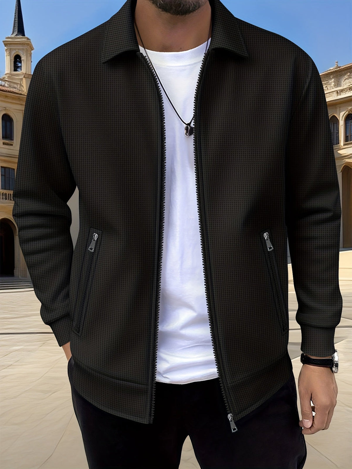 Kamron | Textured Zip Jacket – front view