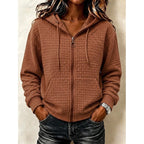 Kathryn Waffle Knit Full-Zip Hoodie – back view