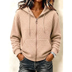 Kathryn Waffle Knit Full-Zip Hoodie – detail view
