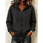 Kathryn Waffle Knit Full-Zip Hoodie – styled view