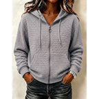 Kathryn Waffle Knit Full-Zip Hoodie – side view