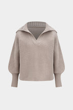 Katja Ribbed Knit Sailor-Collar Sweater by Vera Noir – front view