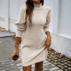 Kavina Warm Dress with Elegant Details – front view