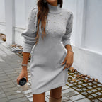 Kavina warm dress with elegant details in grey