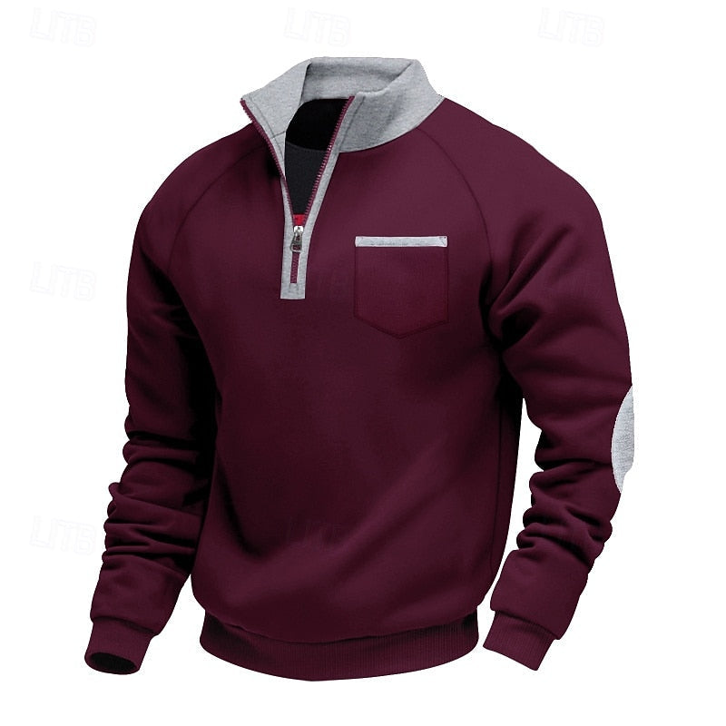 Keith | Quarter-Zip Colour-Block Pullover – front view