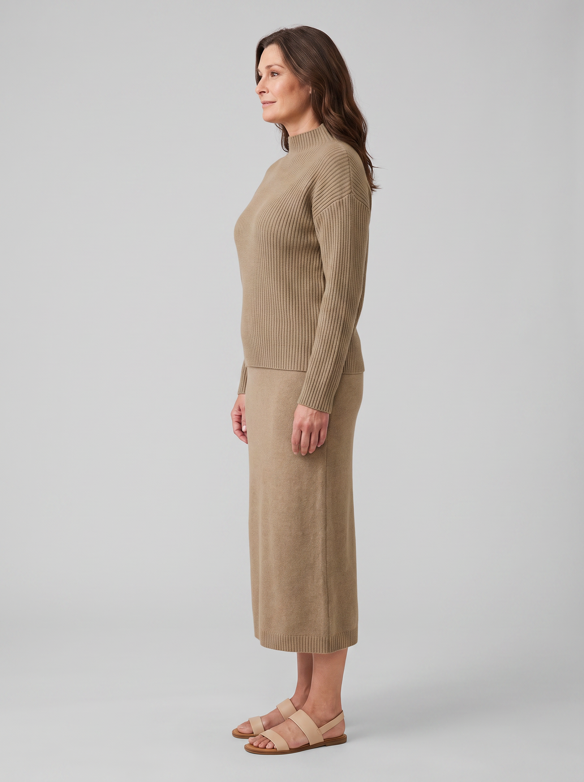 Kerensa | Ribbed Knit Sweater and Skirt Set – side view