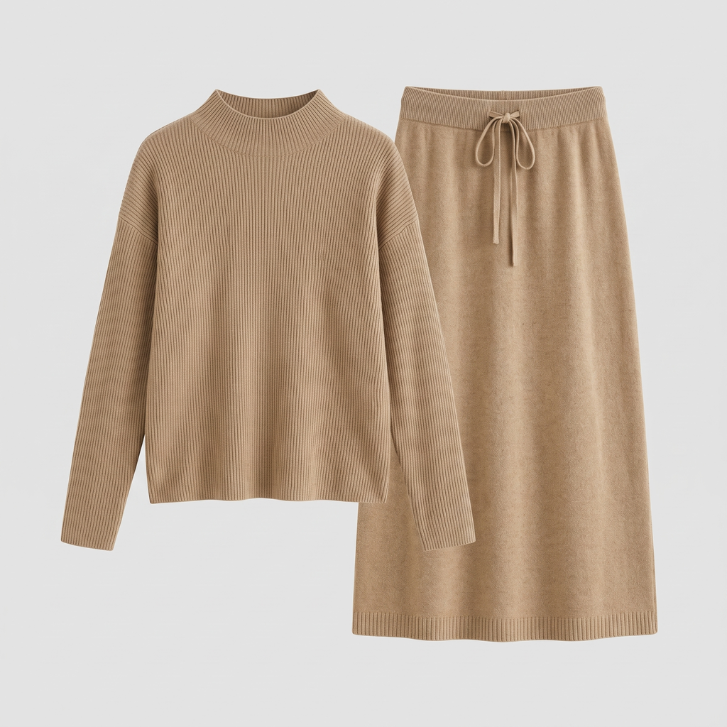 Kerensa | Ribbed Knit Sweater and Skirt Set – product view