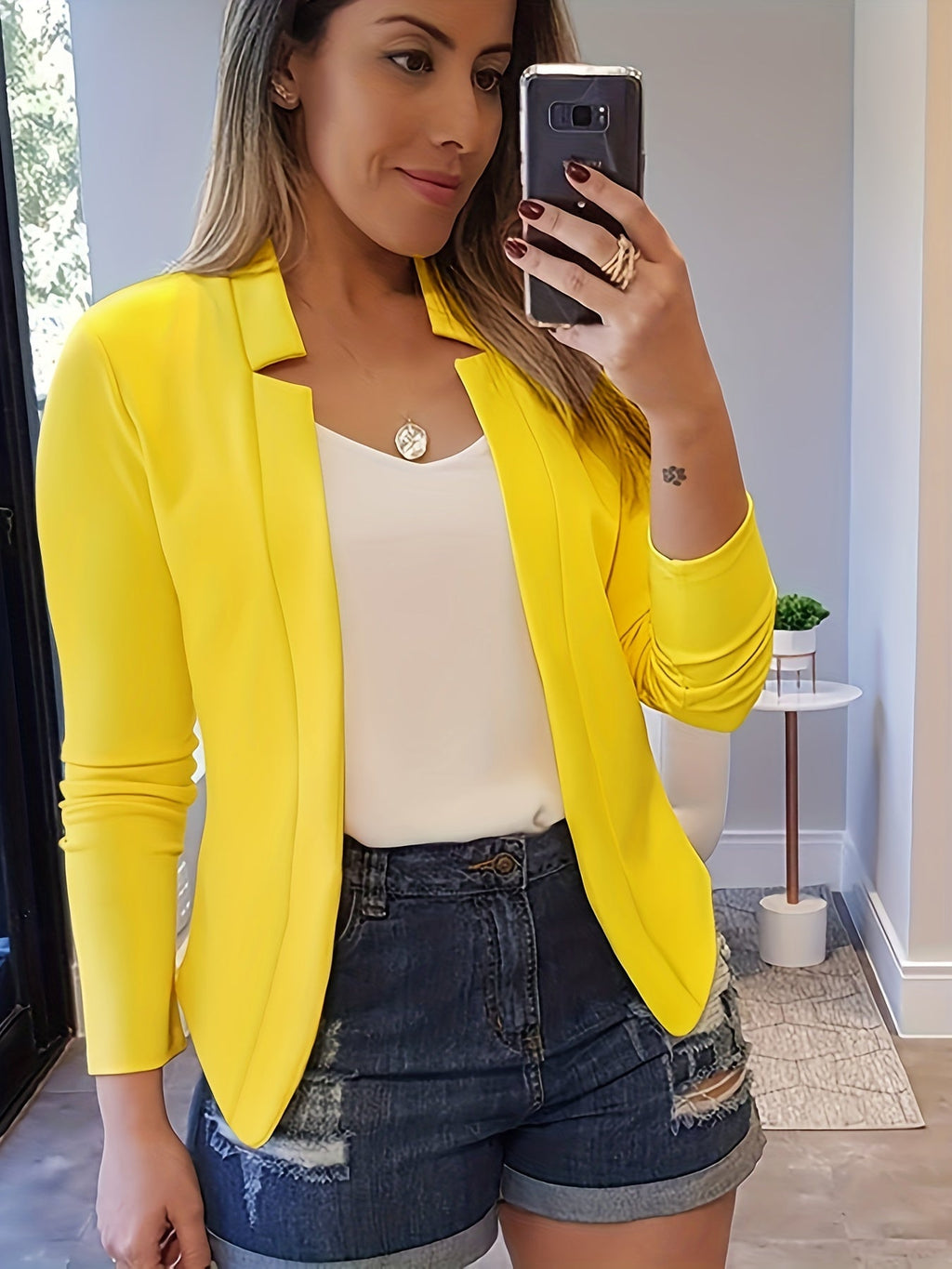 Kirsten Notch Collar Open Blazer – side view