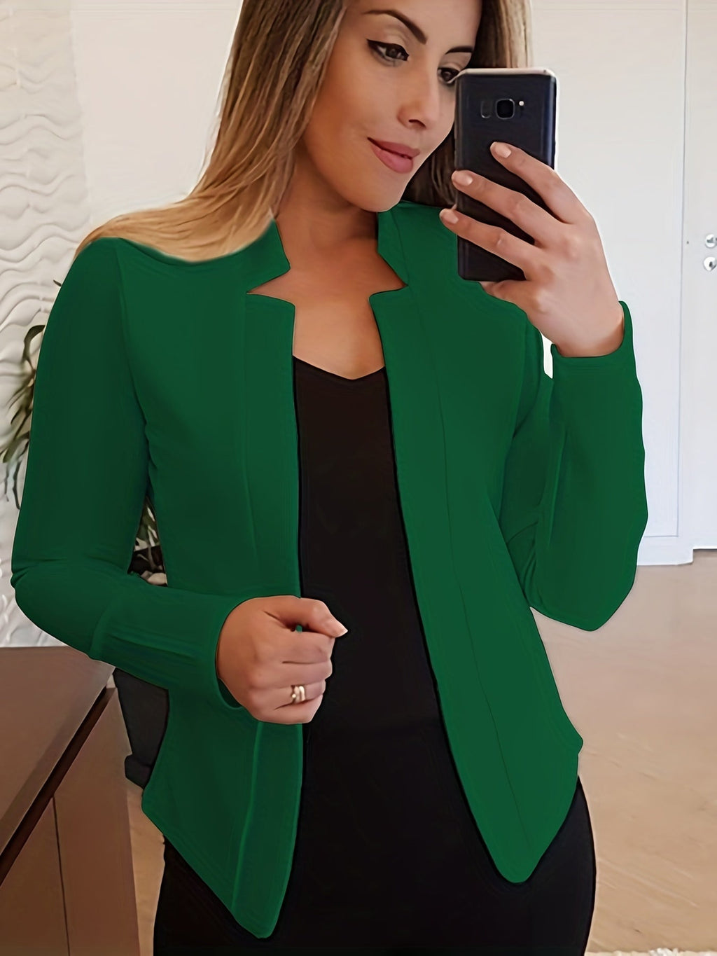 Kirsten Notch Collar Open Blazer – close-up