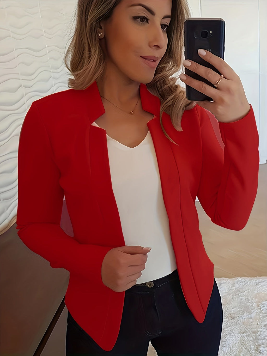Kirsten Notch Collar Open Blazer – close-up