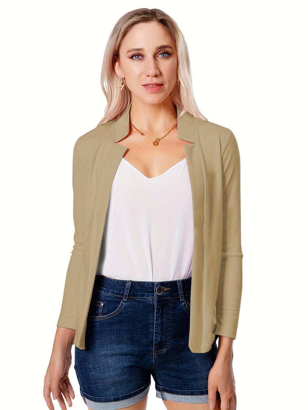 Kirsten Notch Collar Open Blazer – side view