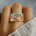 Kyla vintage colourful ring, front view