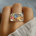 Kyla vintage colourful ring, front view