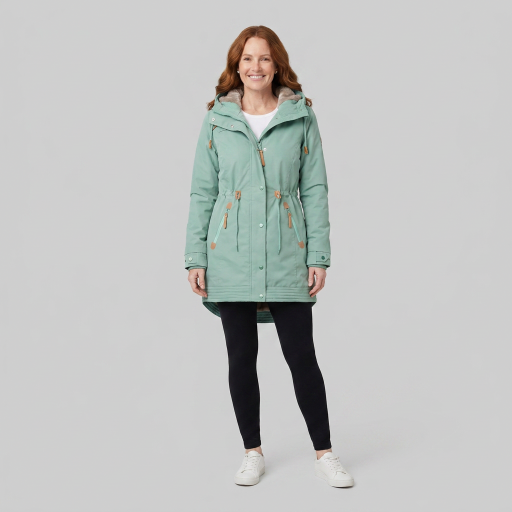 Lara Women's Water-Repellent Parka – green, front view