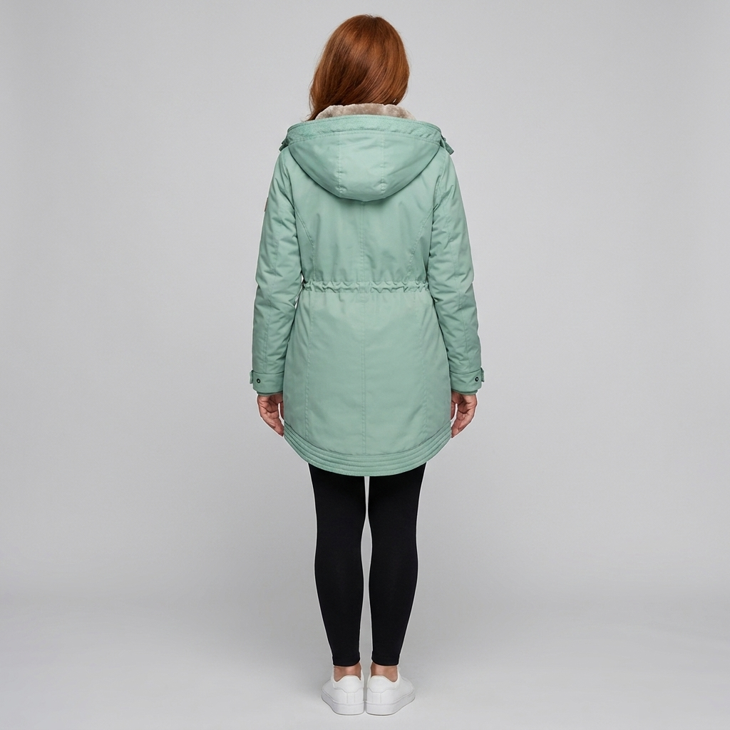 Lara Women's Water-Repellent Parka – green, back view