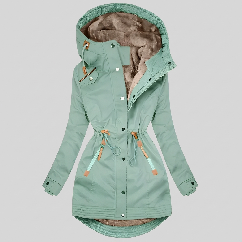 Lara Women's Water-Repellent Parka – green, flat product view