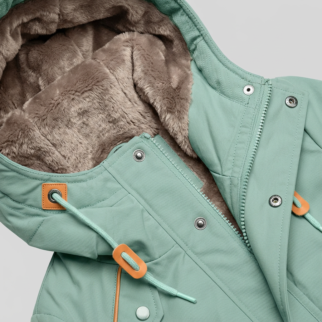 Lara Women's Water-Repellent Parka – hood and lining detail view