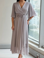Lavyra Butterfly Sleeve Maxi Dress – front view