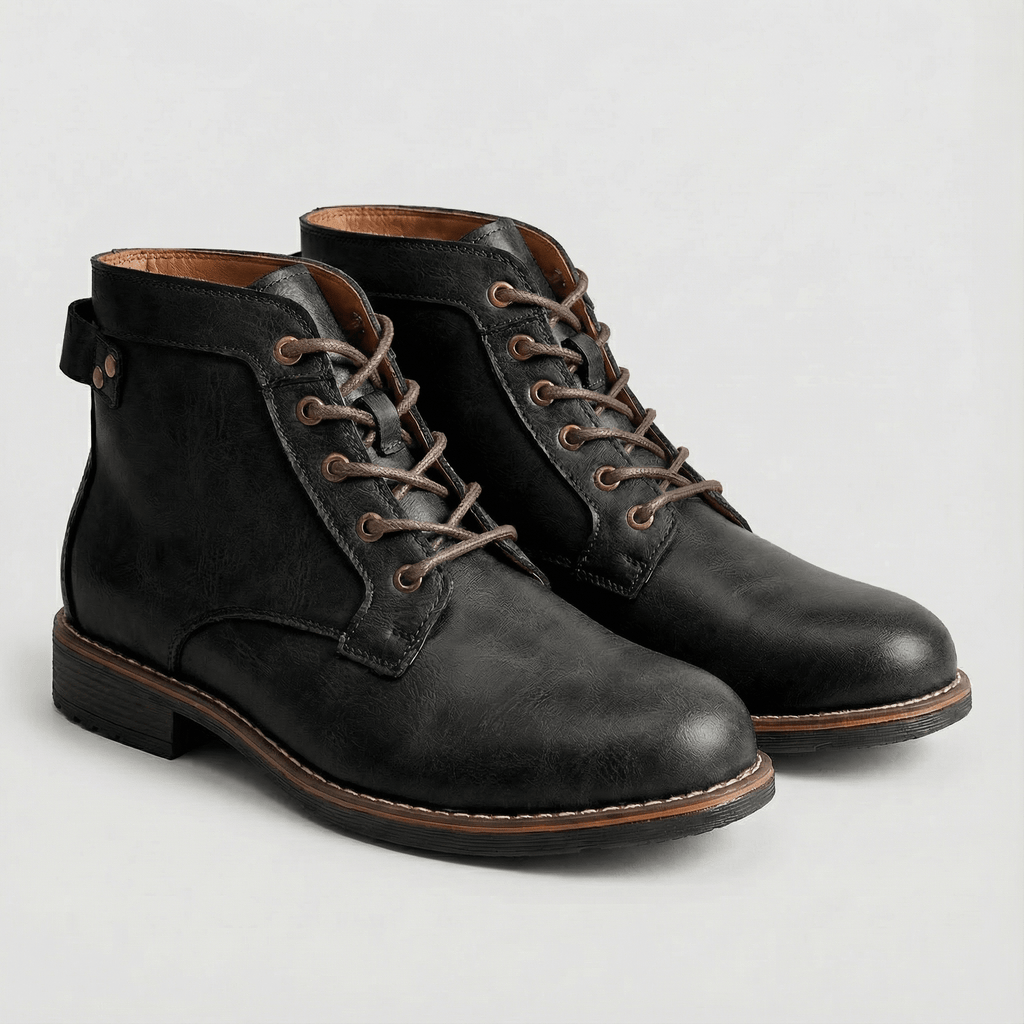Liam Leather Lace Boots – back view