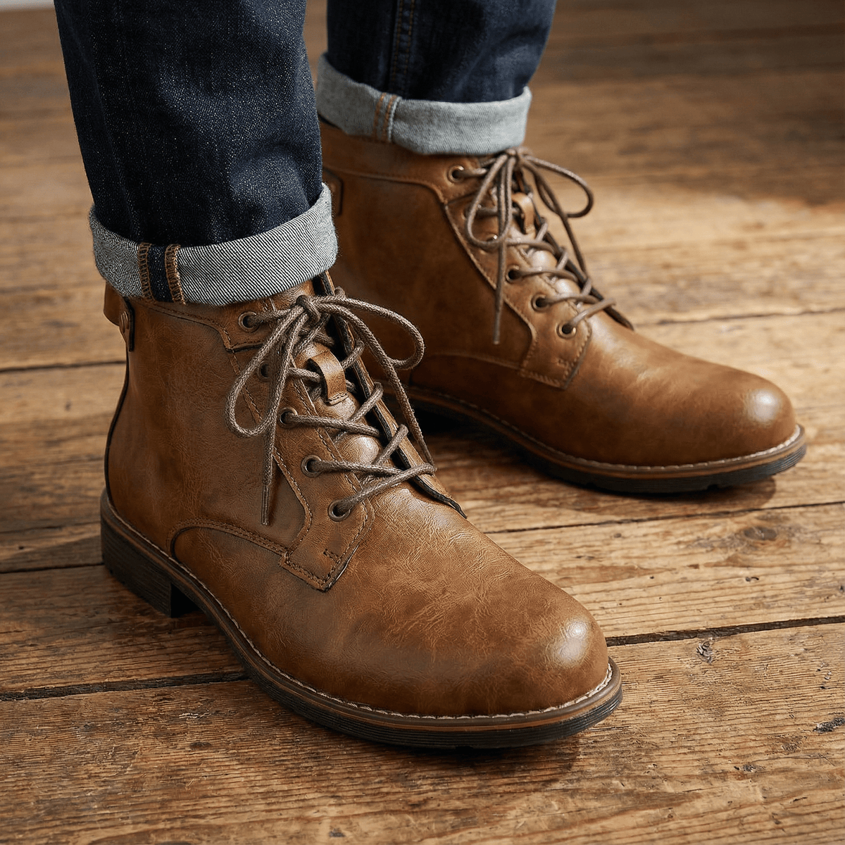 Liam Leather Lace Boots – detail view