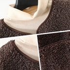Lizzy button-front teddy fleece vest by Vera Noir – close-up