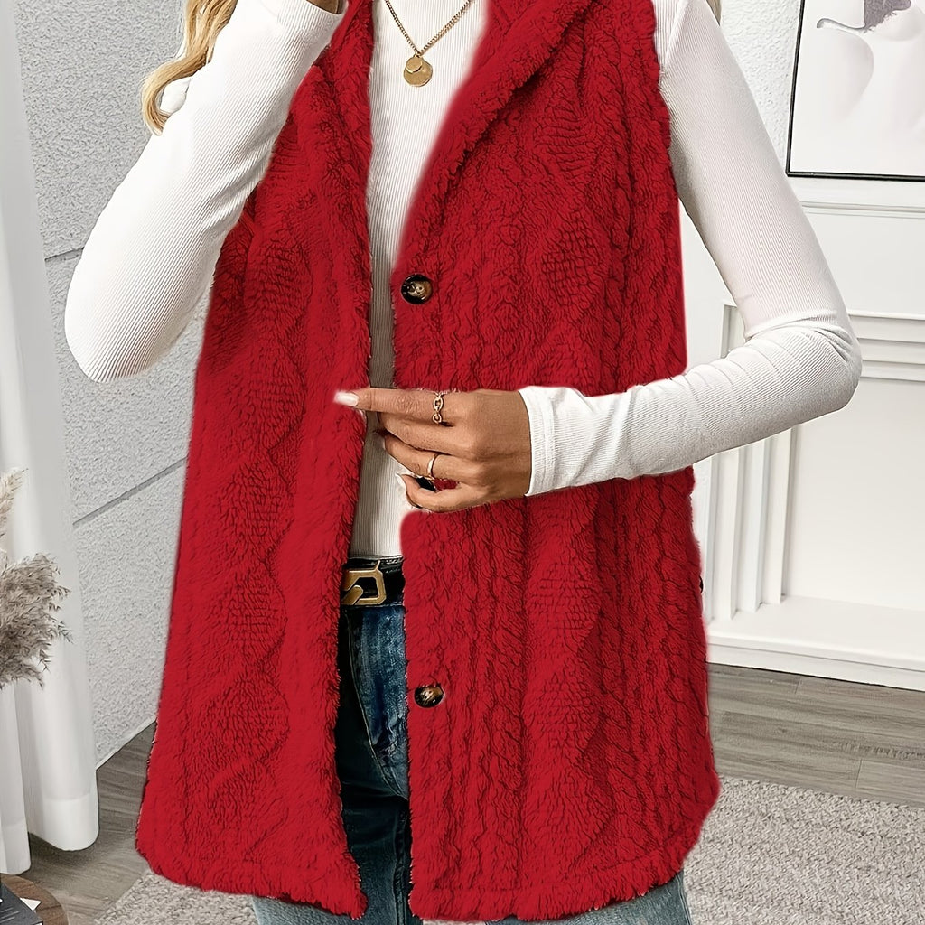 Lorenna | Cozy Hooded Sleeveless Vest – front view